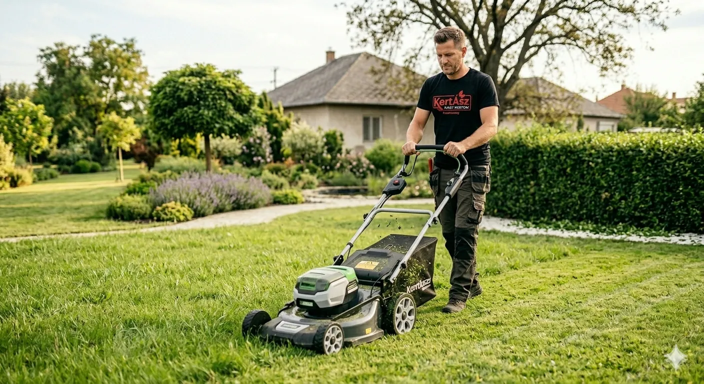 Nagy Márton kertépítő munka közben